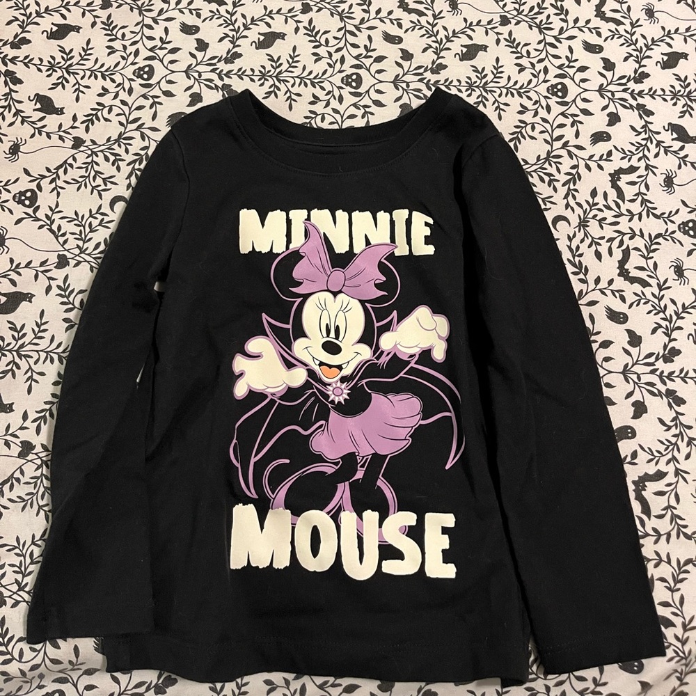 Disney Toddler Minnie Mouse Black and Purple Long Sleeve Tee